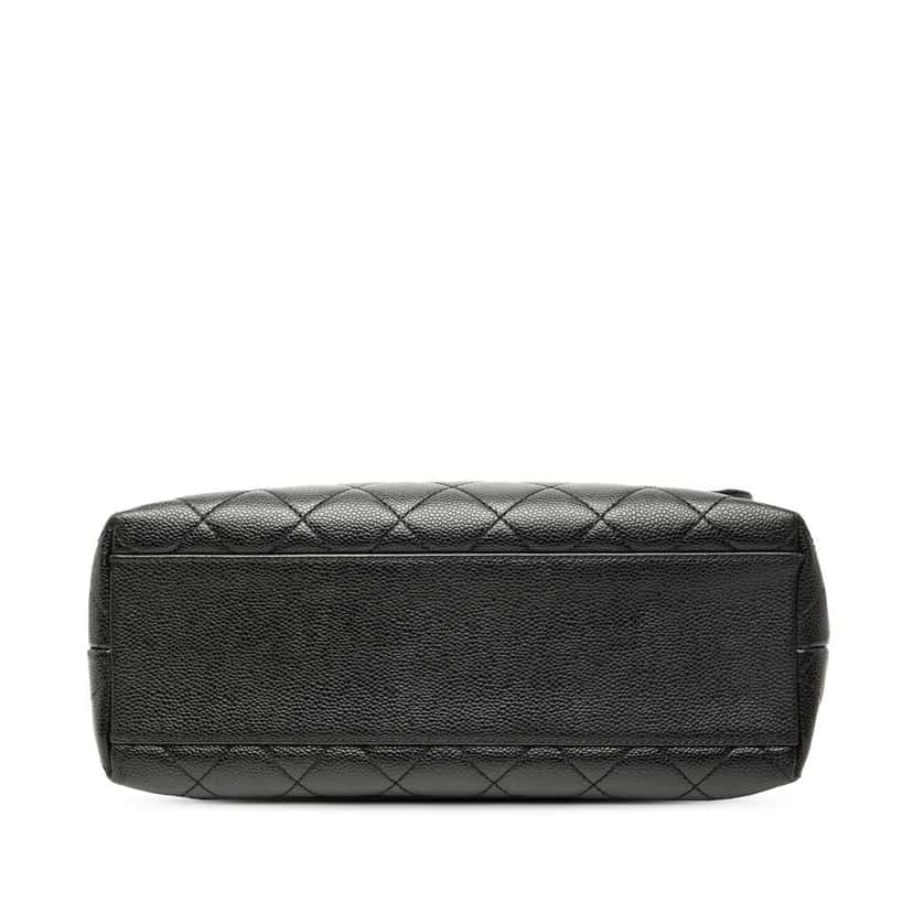 Chanel CC Quilted Caviar Kelly Top Handle Bag Black Leather Good condition - Inside View