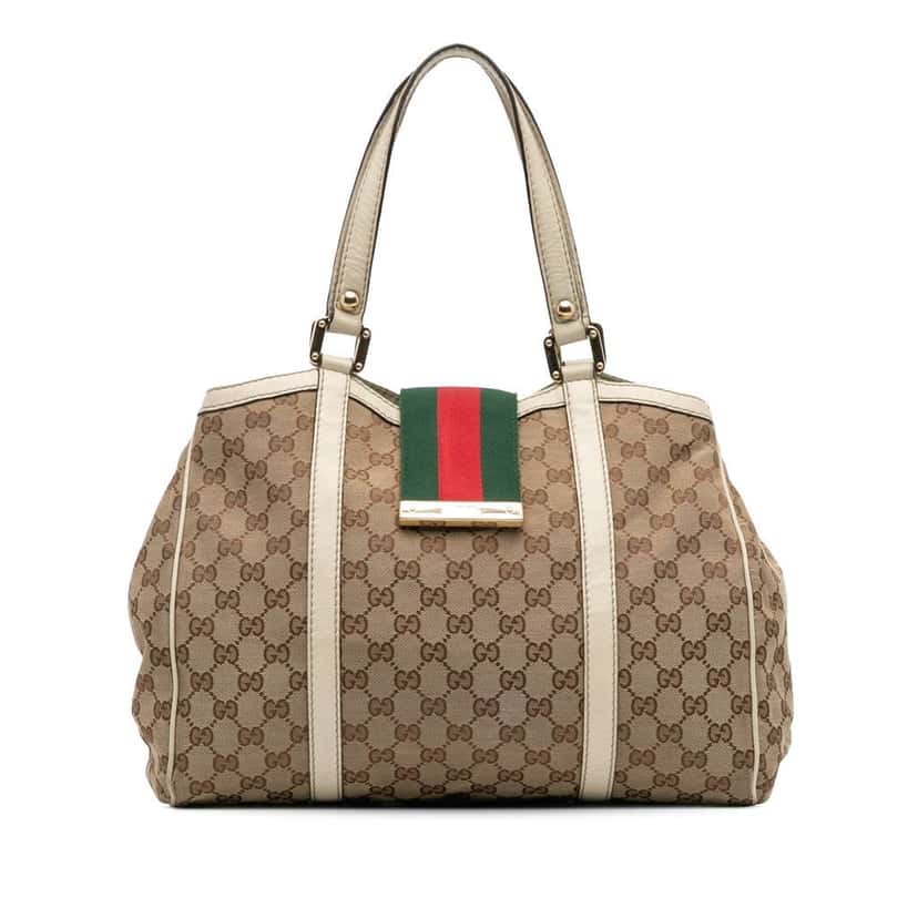 Gucci GG Canvas Web New Ladies Tote Brown Canvas Fair condition - Front View