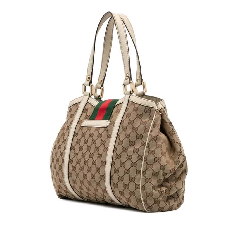 Gucci GG Canvas Web New Ladies Tote Brown Canvas Fair condition - Back View