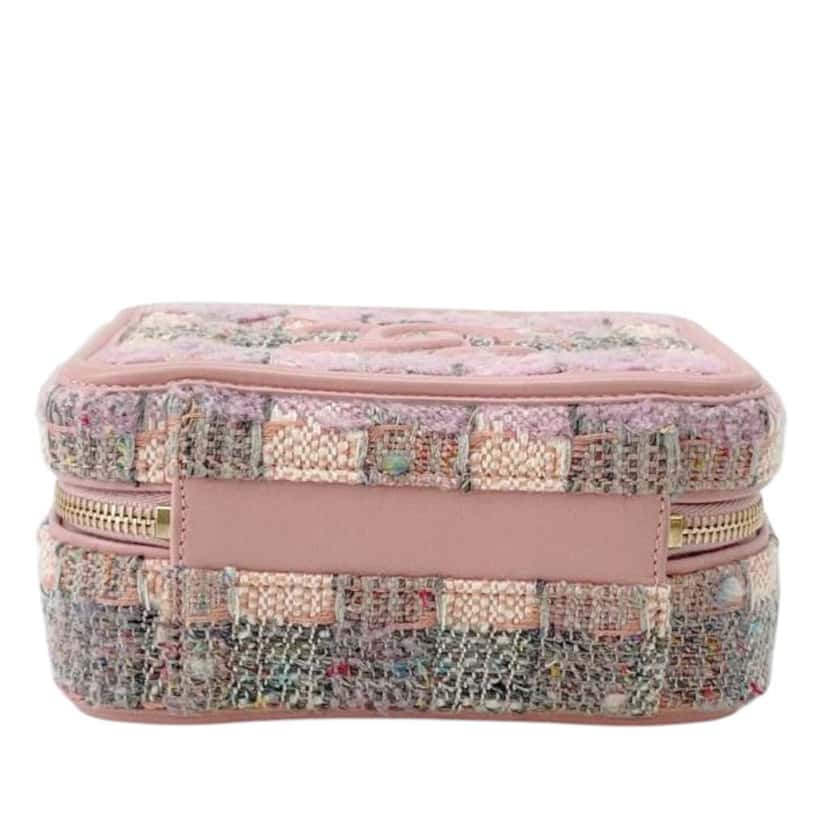 Chanel Small Tweed CC Filigree Vanity Case Pink Tweed Good condition - Inside View