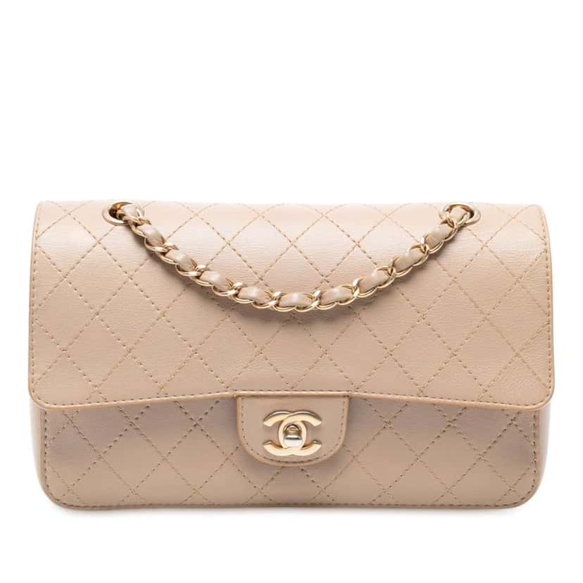 Chanel Medium Classic Calfskin Wild Stitch Double Flap Brown Leather Very good condition - Front View