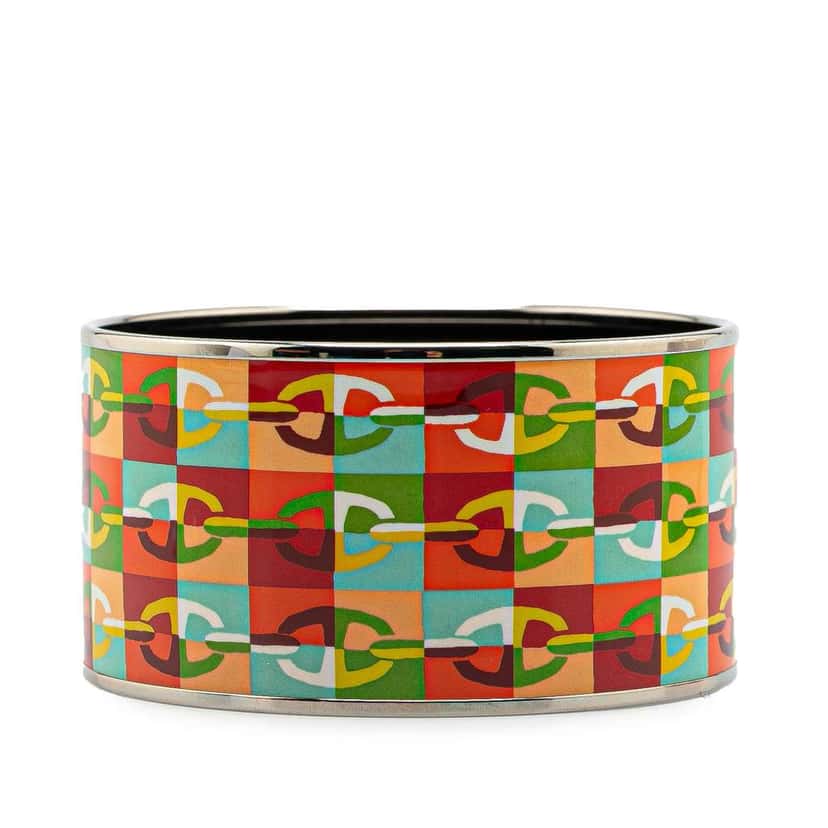 Hermès Extra Wide Chain D Ancre Enamel Bangle 65 Orange Good condition - Back View