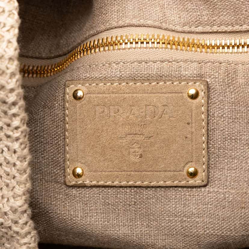 Prada Canapa Linen Satchel Brown Canvas Good condition - Box View