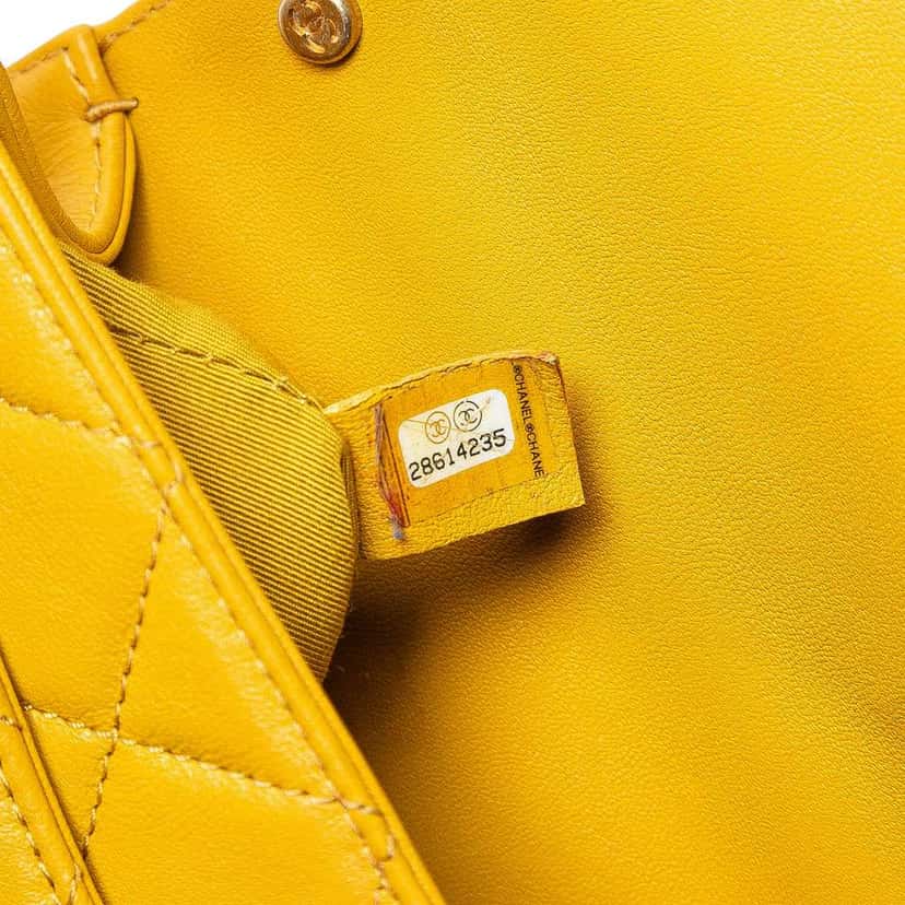 Chanel Small Quilted Lambskin Chain Infinity Top Handle Bag Yellow Leather Very good condition - Box View