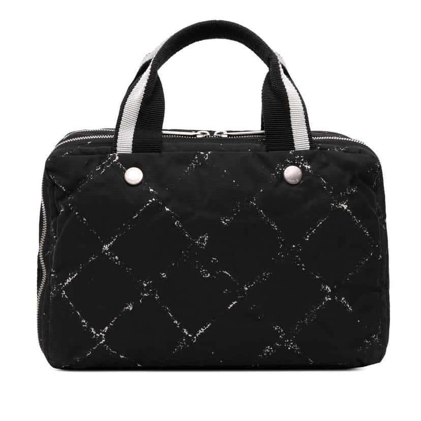 Chanel Old Travel Line Nylon Handbag Black Good condition - Front View