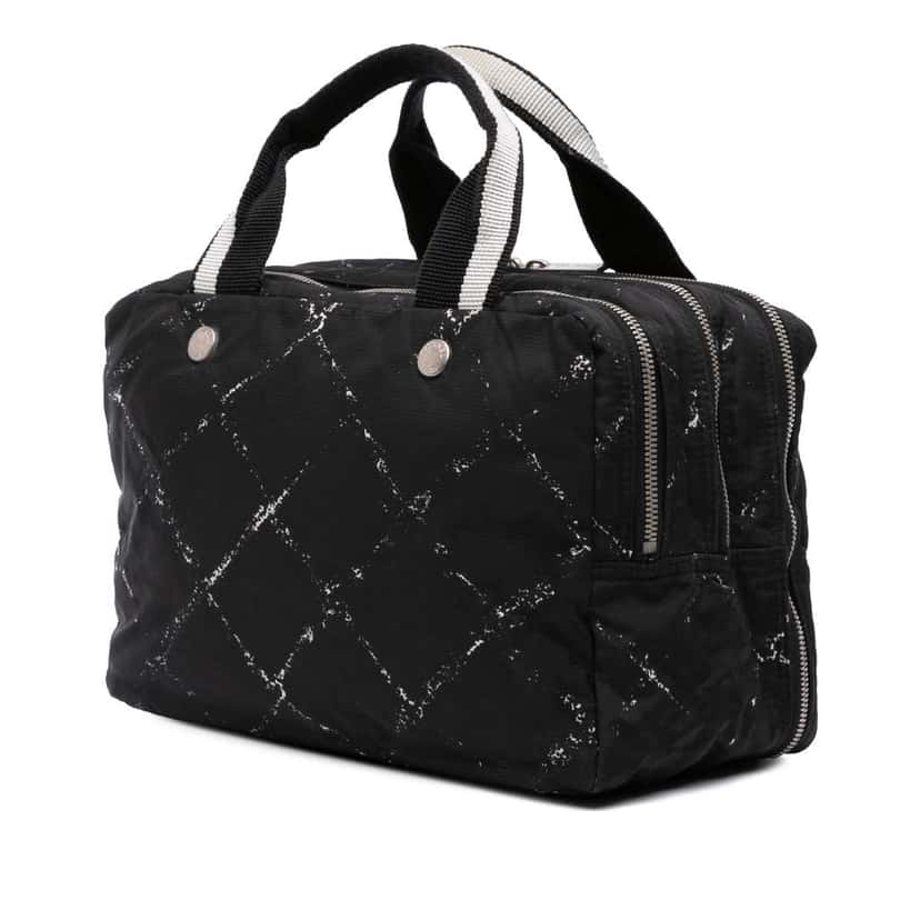 Chanel Old Travel Line Nylon Handbag Black Good condition - Back View
