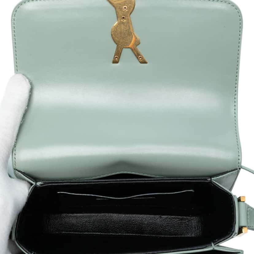 Saint Laurent Small Calfskin Solferino Satchel In Box Blue Leather Good condition - Model View