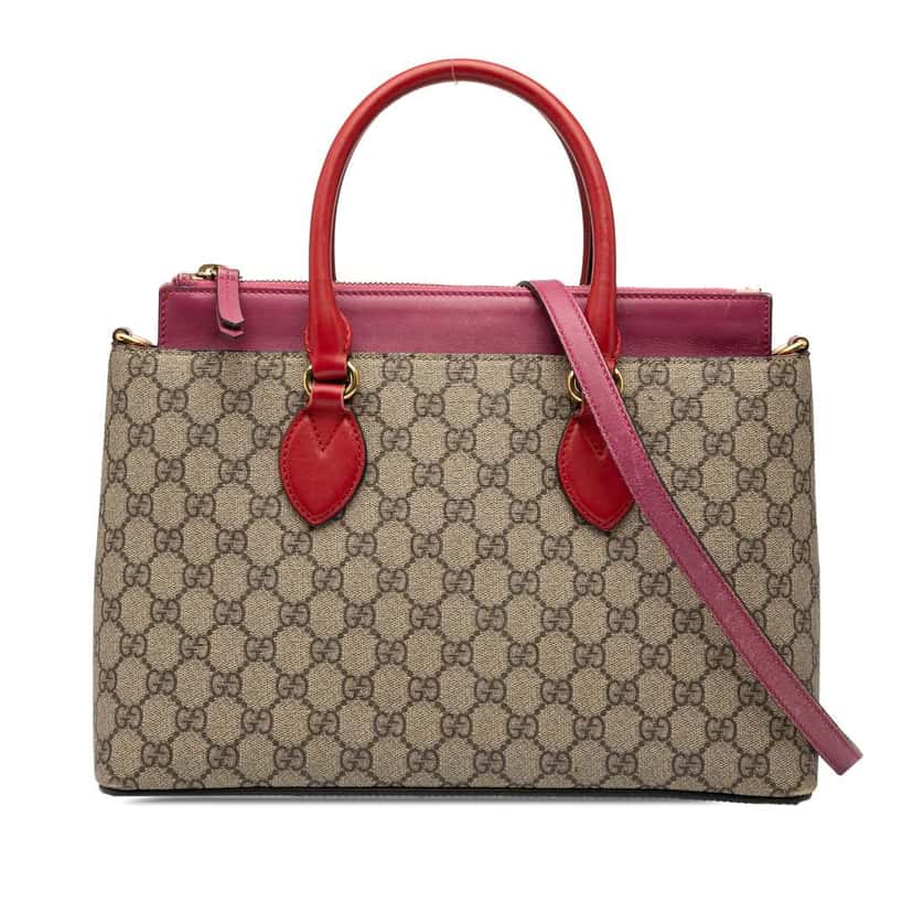 Gucci GG Supreme Linea A Satchel Brown Canvas Good condition - Front View