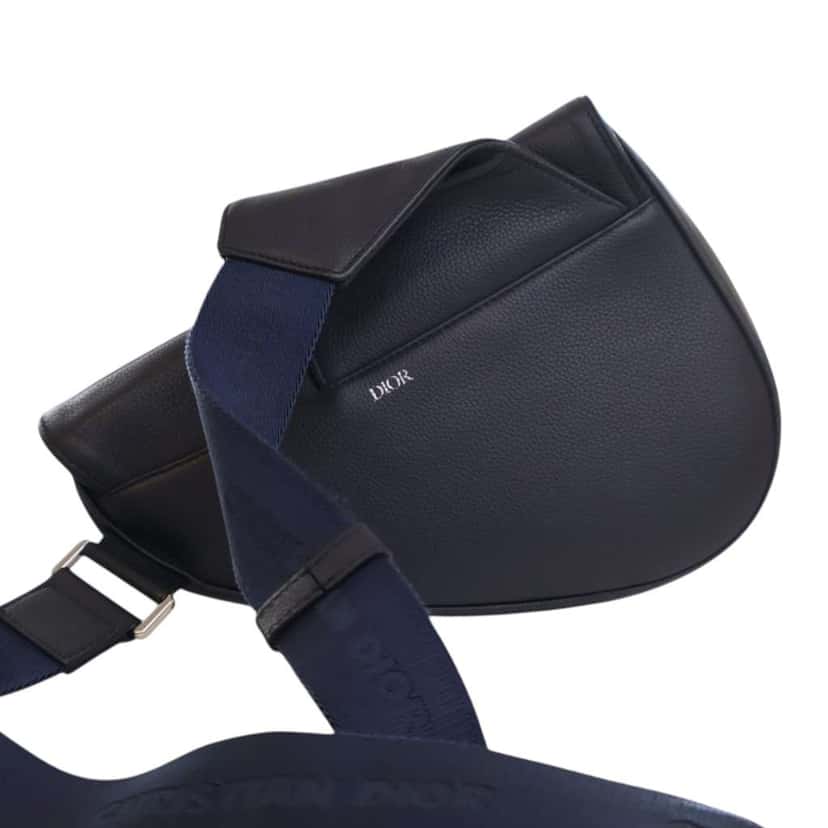 Dior Grained Calfskin Saddle Crossbody Blue Leather Good condition - Inside View