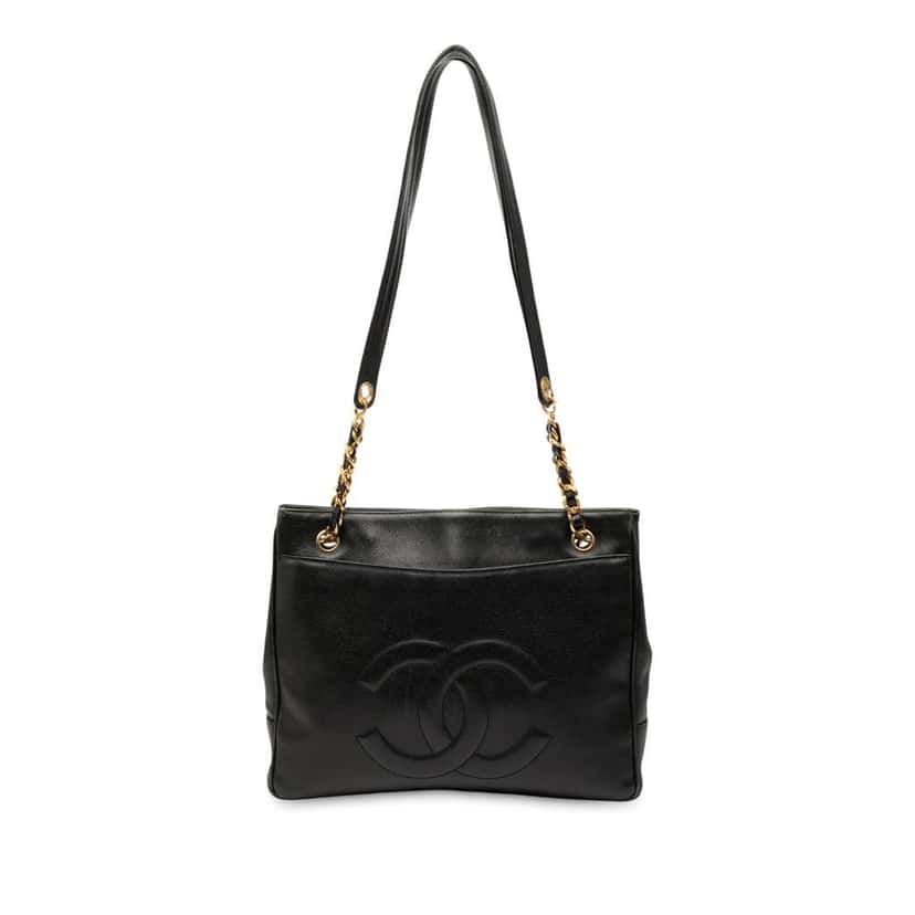Chanel CC Caviar Chain Tote Black Leather Good condition - Front View