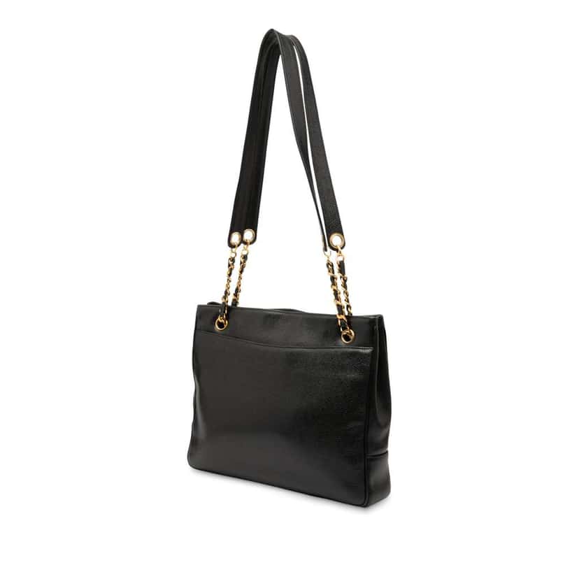 Chanel CC Caviar Chain Tote Black Leather Good condition - Back View