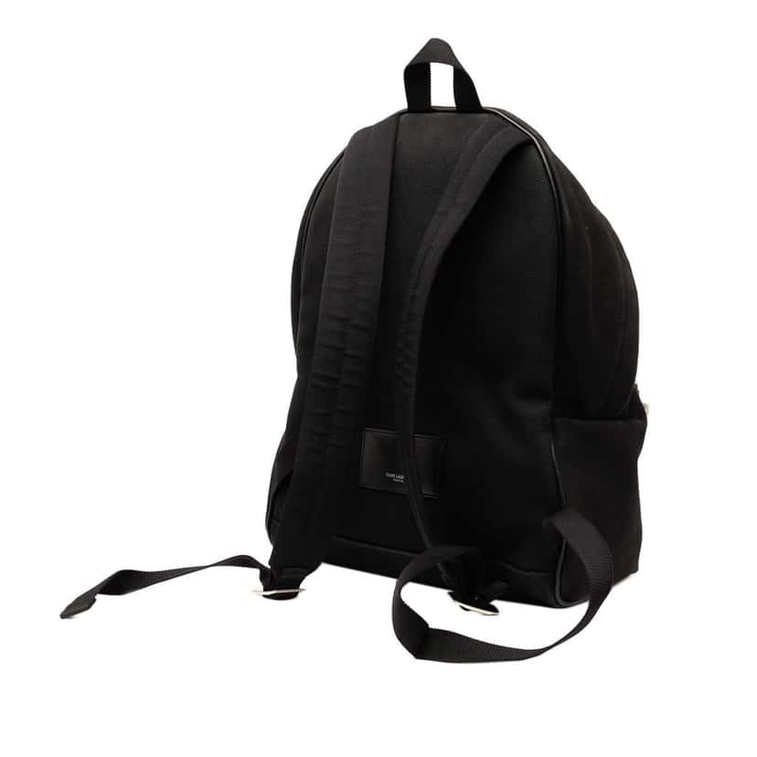 Saint Laurent Studded Canvas City Backpack Black Canvas Good condition - Back View