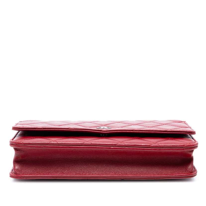 Chanel CC Quilted Lambskin Wallet on Chain Red Leather Good condition - Inside View