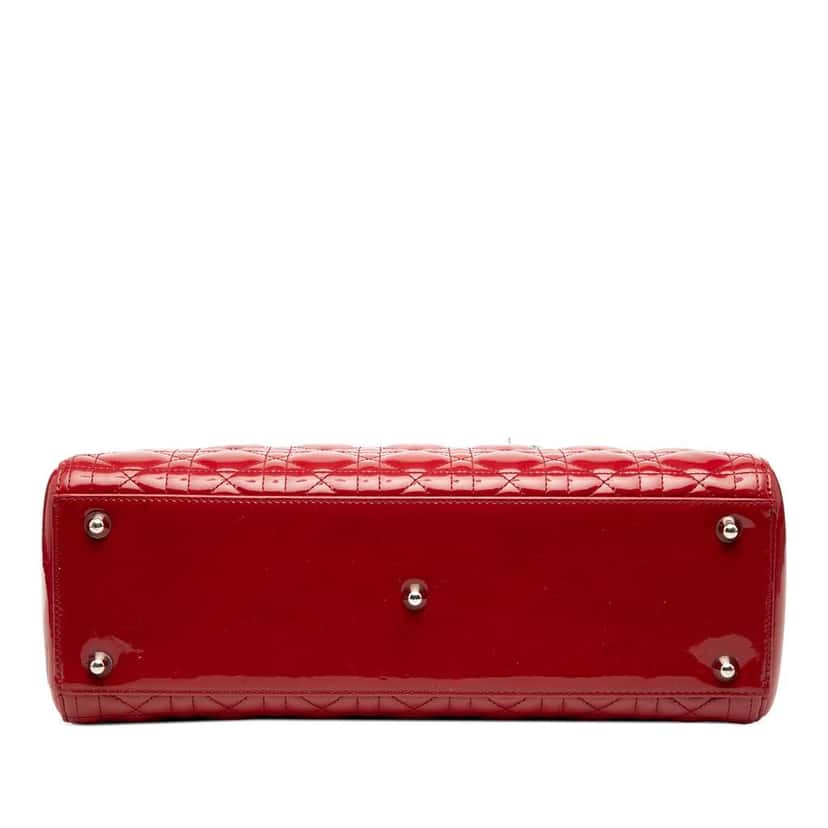 Dior Large Patent Cannage Lady Dior Red Leather Good condition - Inside View