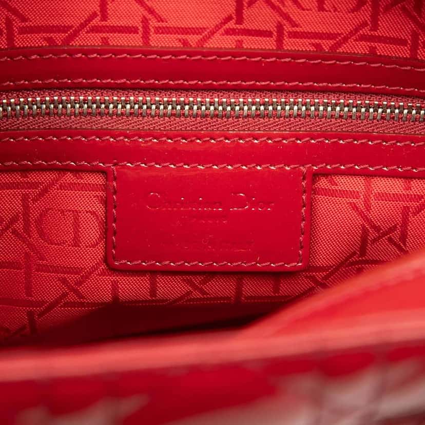 Dior Large Patent Cannage Lady Dior Red Leather Good condition - Box View