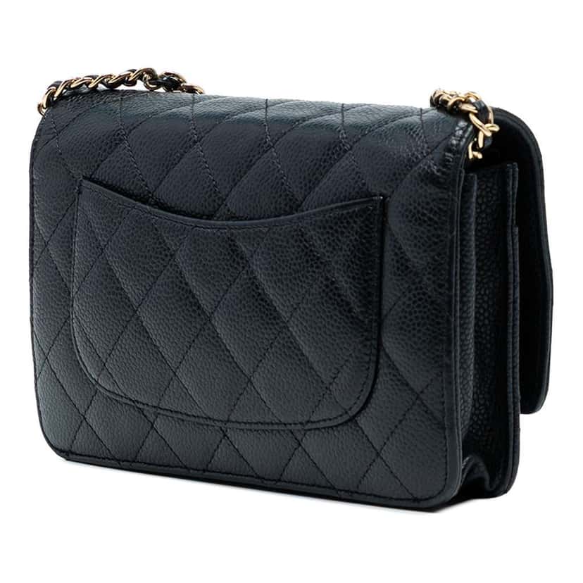 Chanel CC Quilted Caviar Wallet on Chain Black Leather Good condition - Back View
