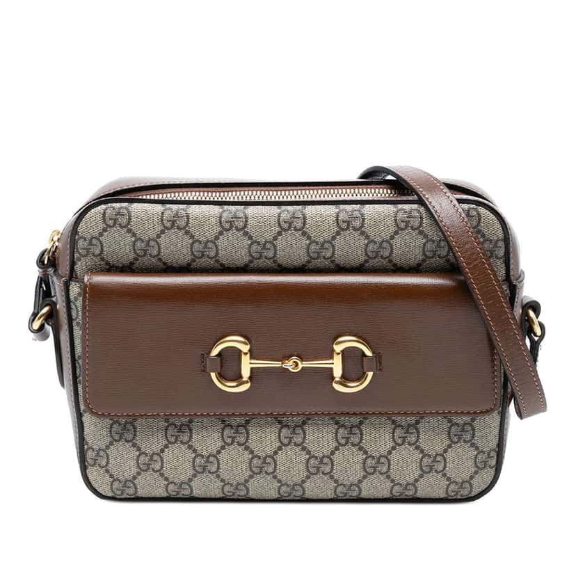 Gucci Small GG Supreme Horsebit 1955 Crossbody Brown Canvas Good condition - Front View