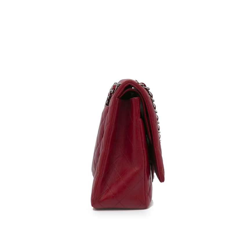 Chanel Maxi Classic Lambskin Double Flap Red Leather Good condition - Inside View