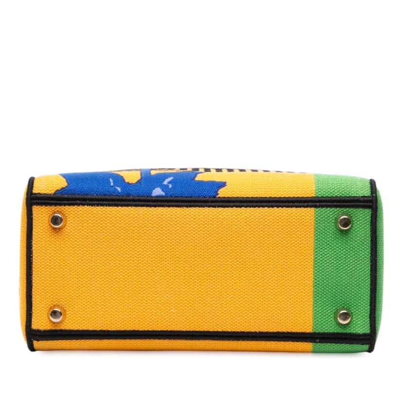 Dior Medium Canvas Embroidered Flower Pop Lady D Lite Yellow Canvas Good condition - Inside View
