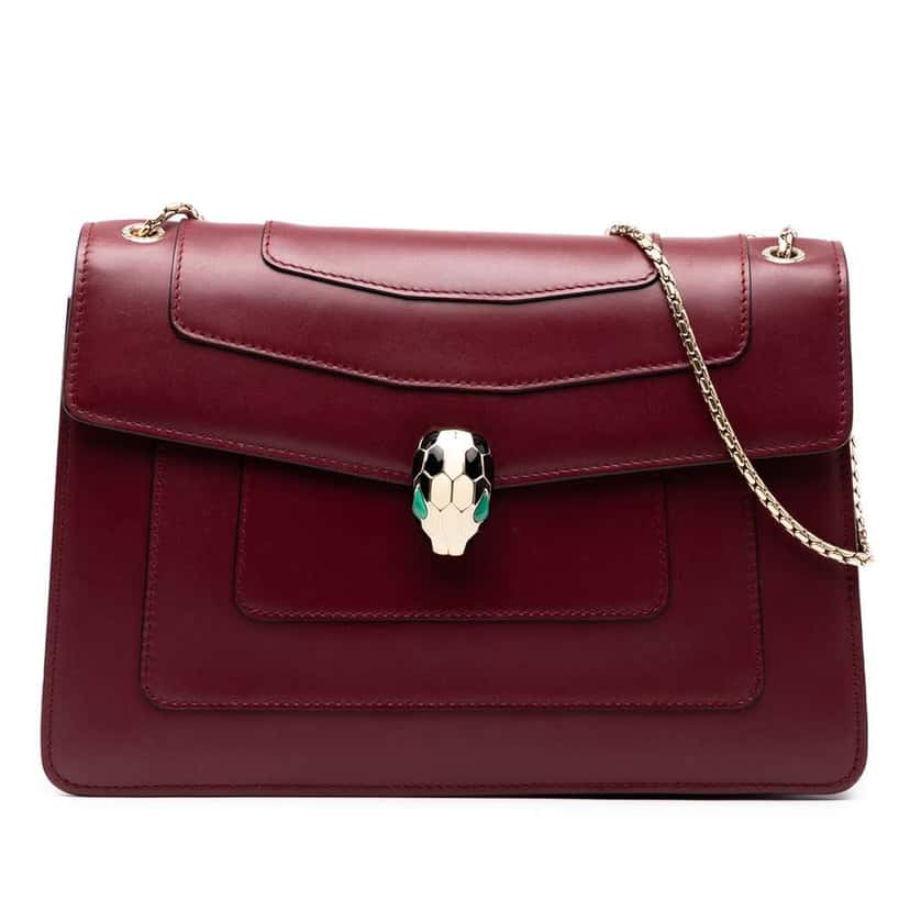 Bvlgari Medium Calfskin Serpenti Forever Shoulder Bag Red Leather Good condition - Front View