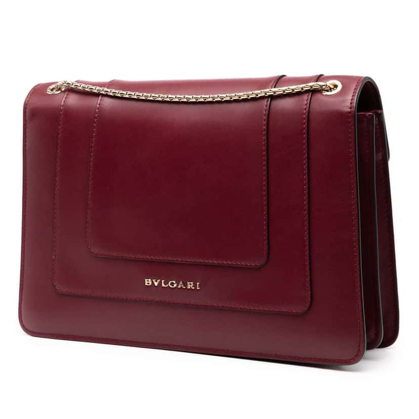 Bvlgari Medium Calfskin Serpenti Forever Shoulder Bag Red Leather Good condition - Back View