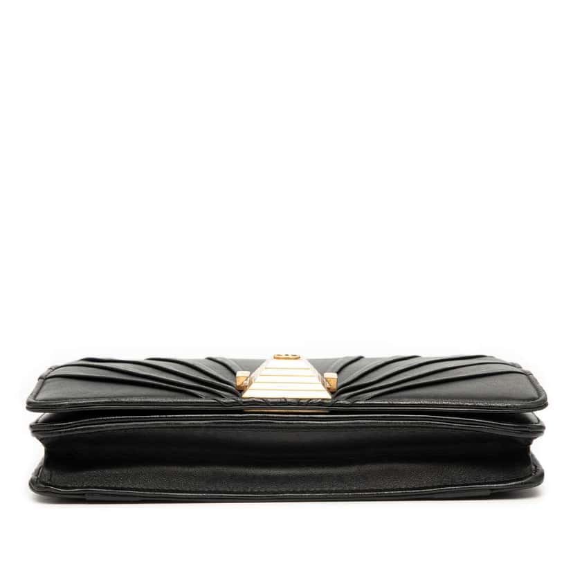 Chanel Lambskin Pyramid Wallet On Chain Black Leather Good condition - Inside View