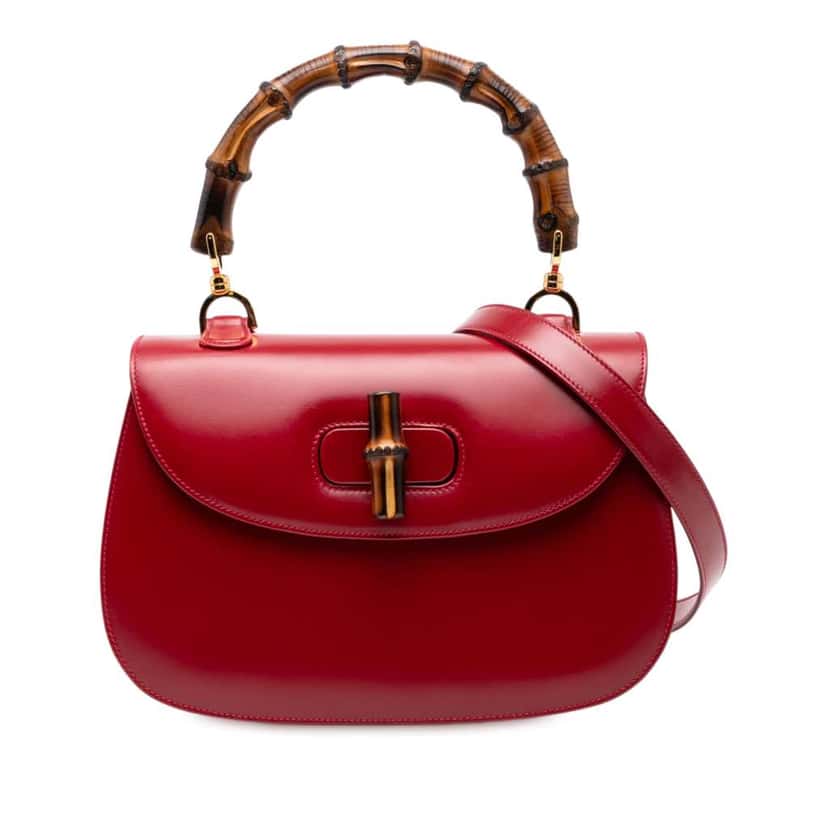 Gucci Calfskin Bamboo Night Red Leather Good condition - Front View
