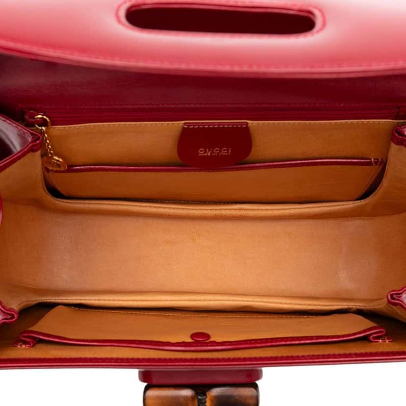Gucci Calfskin Bamboo Night Red Leather Good condition - Model View