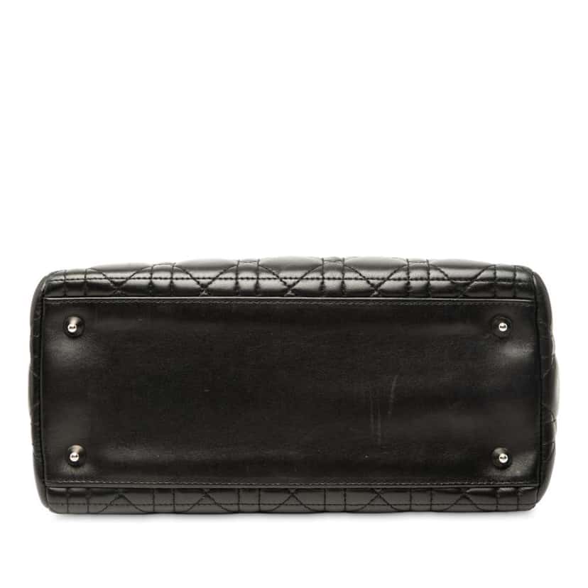 Dior Medium Lambskin Cannage Lady Dior Black Leather Good condition - Inside View