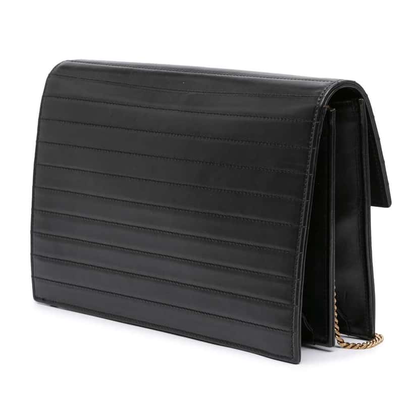Saint Laurent Quilted Calfskin Victoire Chain Crossbody Black Leather Very good condition - Back View