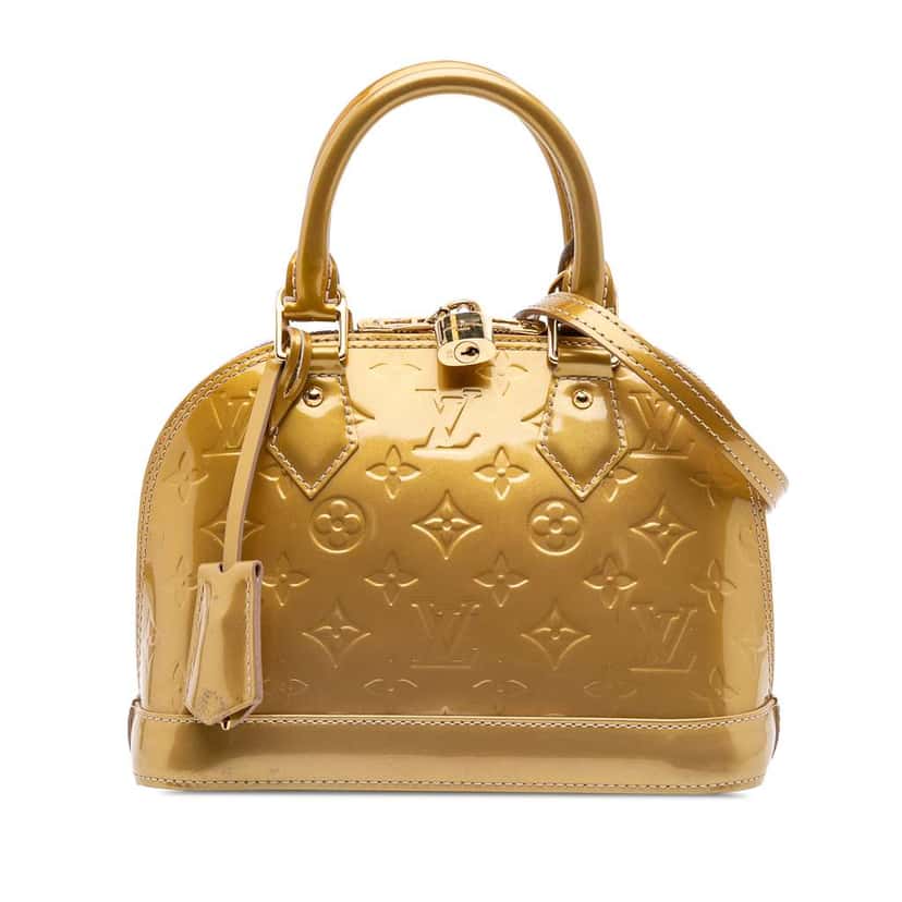 Louis Vuitton Monogram Vernis Alma BB Gold Leather Good condition - Front View
