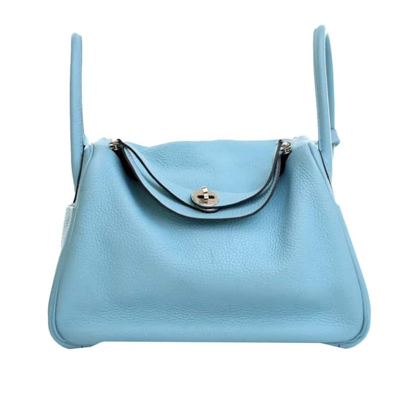 Hermès Clemence Lindy 30 Blue Leather Good condition - Front View