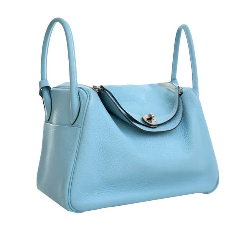 Hermès Clemence Lindy 30 Blue Leather Good condition - Back View
