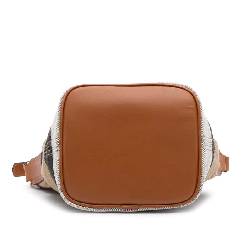 Burberry Mini Mega Check Canvas Ashby Tassel Bucket Bag Brown Canvas Good condition - Inside View