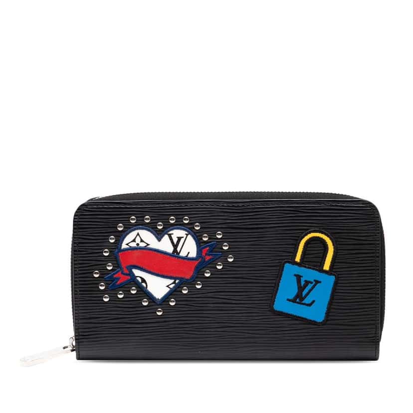 Louis Vuitton Epi Patches Zippy Wallet Black Leather Good condition - Front View