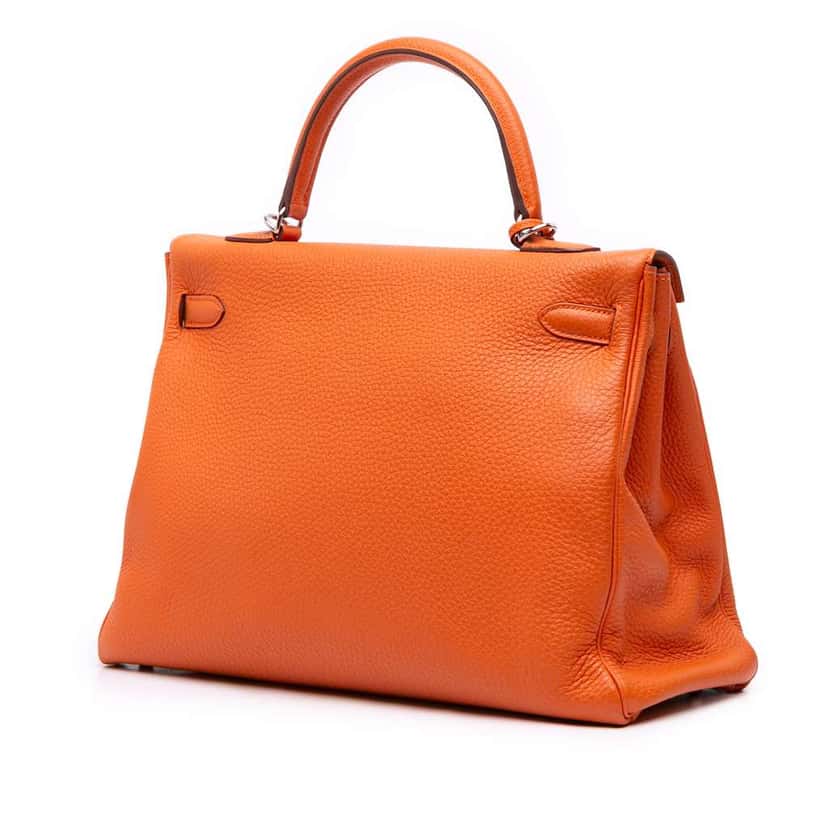 Hermès Togo Kelly II Retourne 35 Orange Leather Good condition - Back View