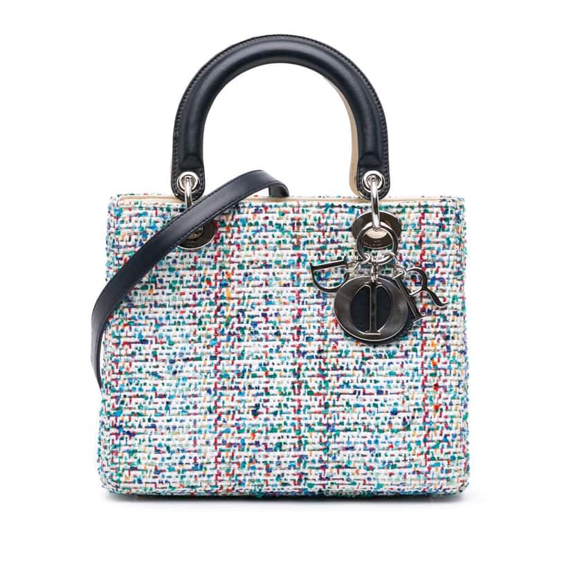 Dior Medium Tweed Lady Dior Blue Tweed Good condition - Front View