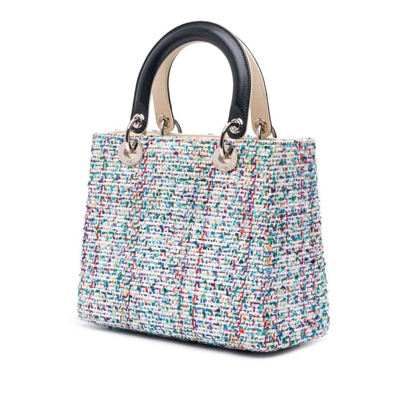 Dior Medium Tweed Lady Dior Blue Tweed Good condition - Back View