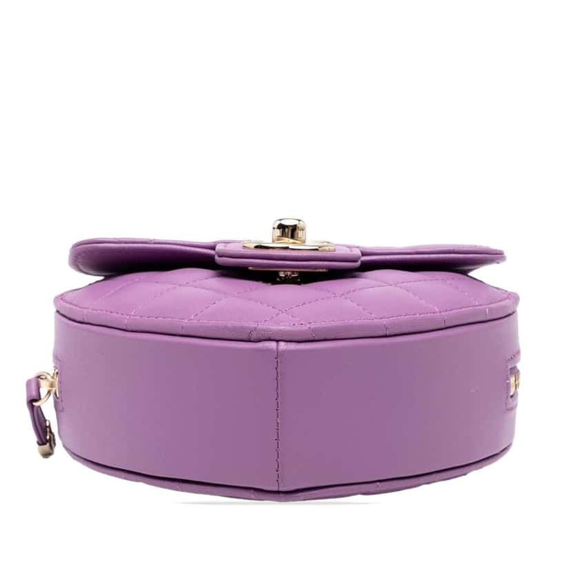Chanel Mini Lambskin CC in Love Heart Crossbody Purple Leather Good condition - Inside View