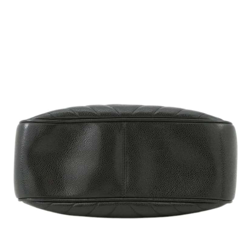Chanel CC Chevron Caviar Vanity Case with Chain Black Leather Good condition - Inside View