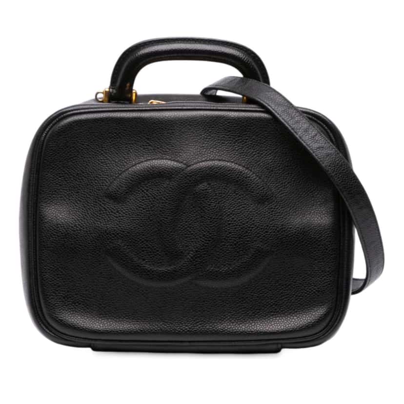 Chanel CC Caviar Vanity Case Black Leather Good condition - Front View