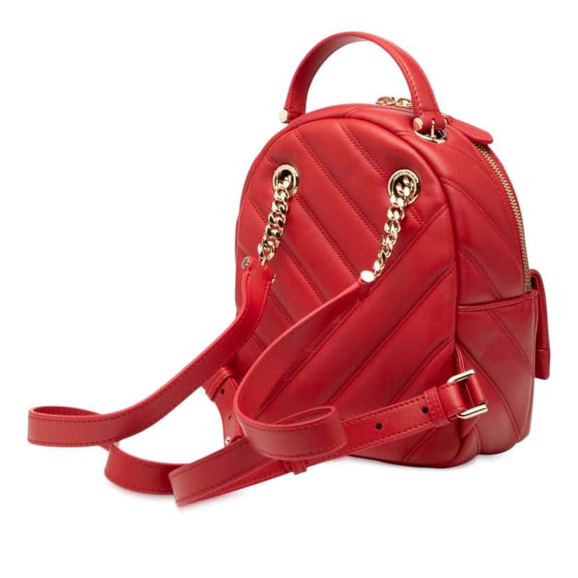 Bvlgari Leather Serpenti Cabochon Backpack Red Leather Very good condition - Back View