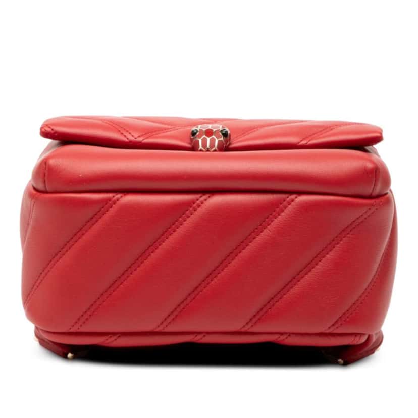 Bvlgari Leather Serpenti Cabochon Backpack Red Leather Very good condition - Inside View