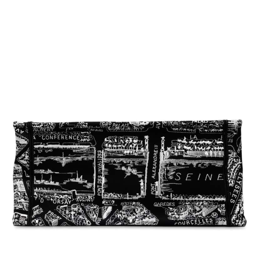 Dior Medium Canvas Embroidered Plan De Paris Book Tote Black Canvas Good condition - Inside View