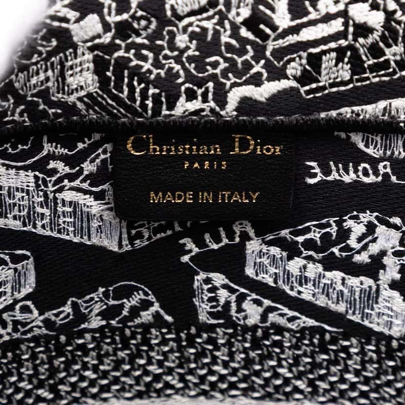 Dior Medium Canvas Embroidered Plan De Paris Book Tote Black Canvas Good condition - Box View