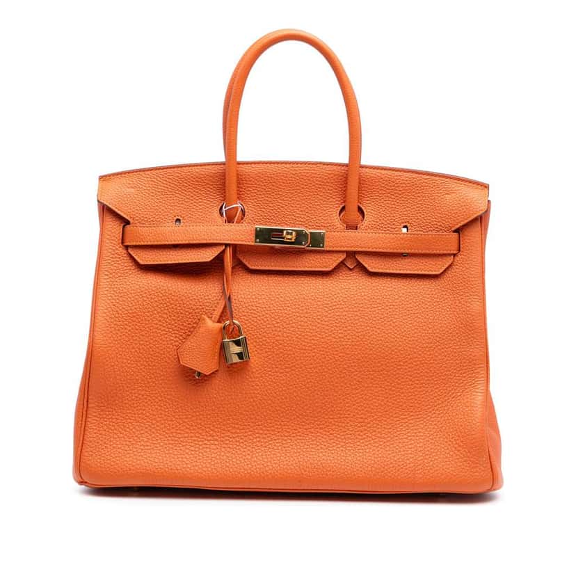 Hermès Togo Birkin Retourne 35 Orange Leather Good condition - Front View