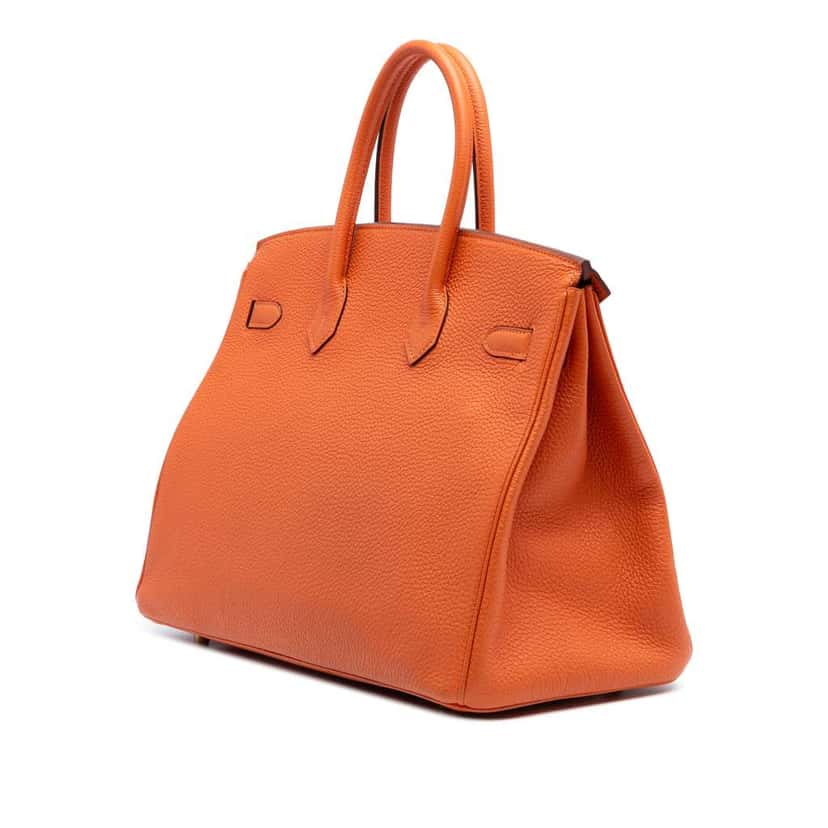 Hermès Togo Birkin Retourne 35 Orange Leather Good condition - Back View