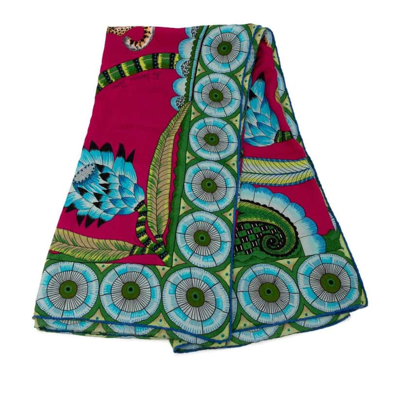 Hermès The Savana Dance Cashmere Silk Shawl Blue Wool Very good condition - Front View