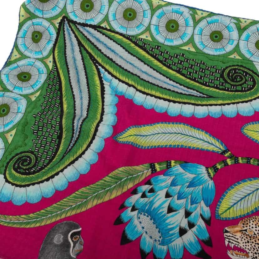 Hermès The Savana Dance Cashmere Silk Shawl Blue Wool Very good condition - Box View