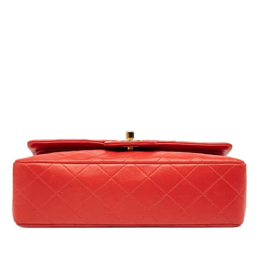 Chanel Small Classic Lambskin Double Flap Red Leather Good condition - Inside View